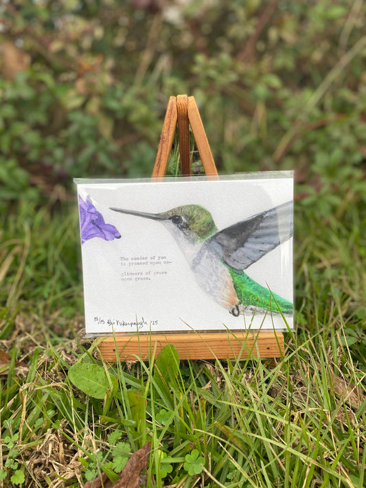 {Hummingbird 2025} Limited Edition Giclee Print Watercolor + Typewriter Poem