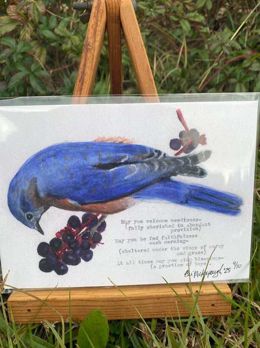 {Bluebird Blessing 2025} Limited Edition Giclee Print Watercolor + Typewriter Poem
