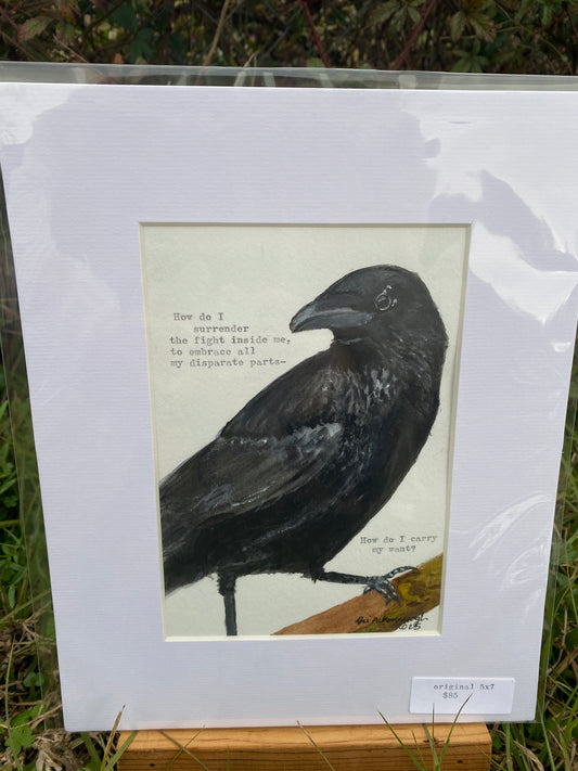 {Crow 2025} Original Watercolor + Typewriter Poem