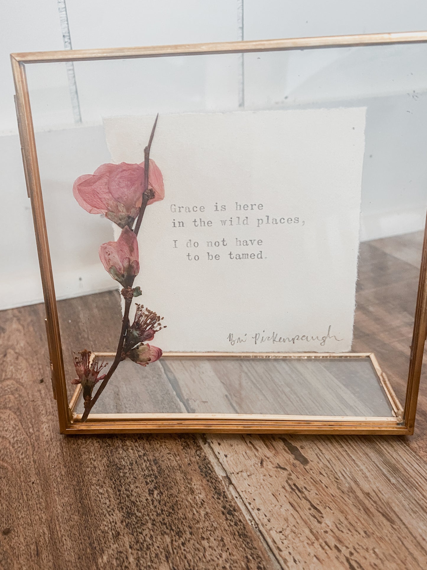 Original Typewriter Poem on Vintage Paper with Flowering Quince