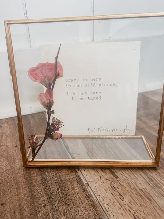 Original Typewriter Poem on Vintage Paper with Flowering Quince