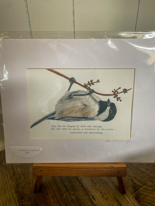 {Chickadee 2026} Original Watercolor + Typewriter Poem