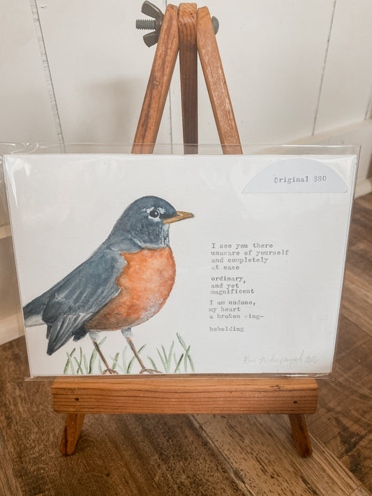 {Robin 2026} Original Watercolor + Typewriter Poem